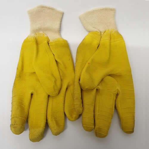 Rubber gloves, yellow, knitted sleeve
